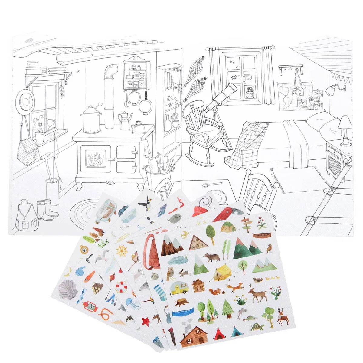 Carte de colorat cu abtibilduri Exploratori, Moulin Roty - imagine 2