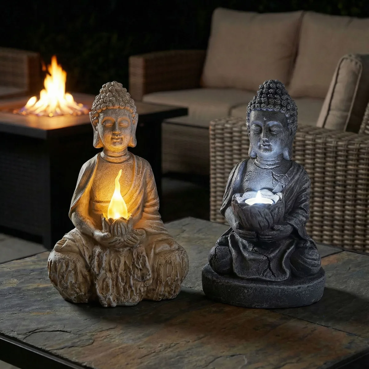 Buddha Solar - 1 LED - 12,5 x 8,5 x 19 cm - 2 tipuri