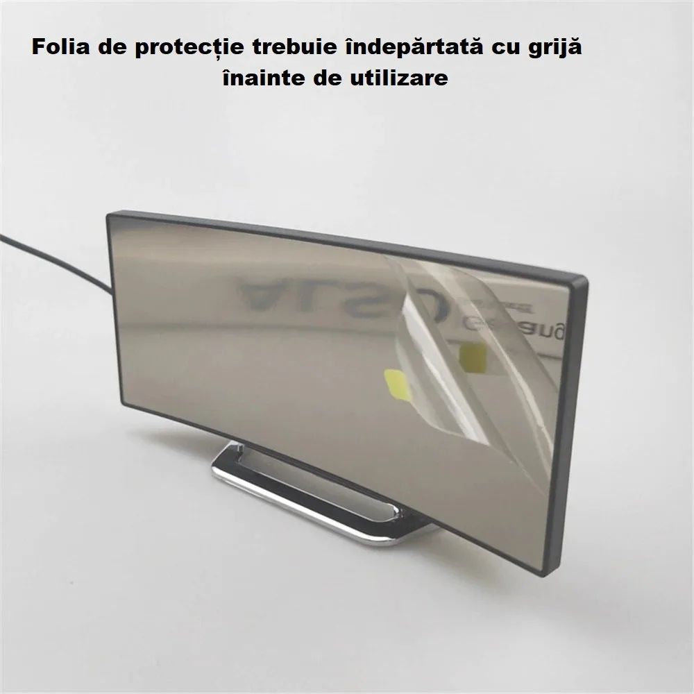 Ceas de masa tip oglinda Macvi® , model DT-6507, ecran LED curbat, afisare temperatura, Verde - imagine 2