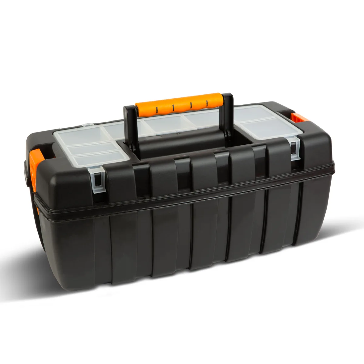 Cutie pentru scule din plastic cu tava organizatoare si capac transparent, 55 x 27 x 23 cm