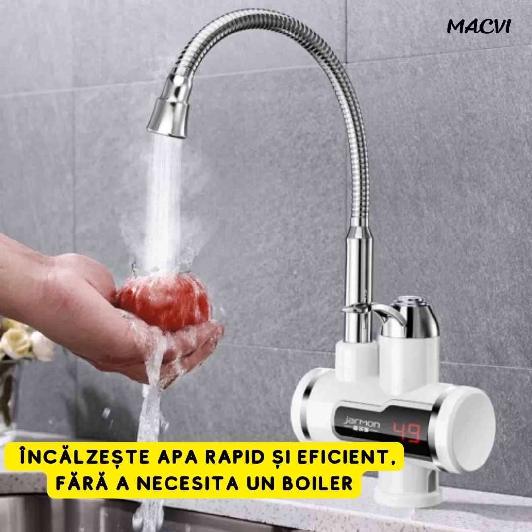 Robinet electric Model RX-00701 Macvi®, LED, apa calda instant, WSN + Filtru pentru apa, montabil pe robinet, Alb - imagine 2