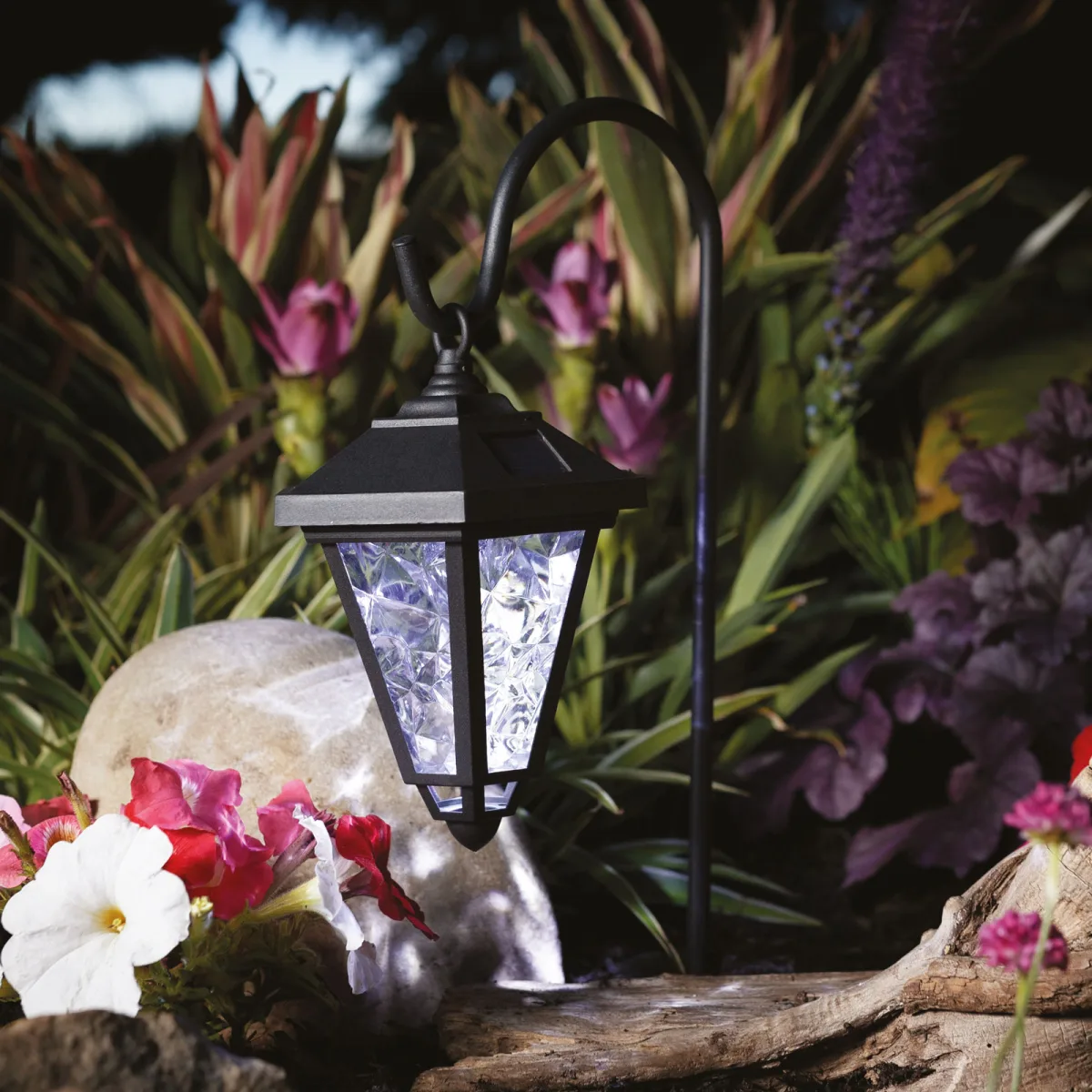 Lampa solara LED gradina, tip candelabru 80 cm, lumina alba rece, iluminat exterior decorativ IP44 - imagine 2