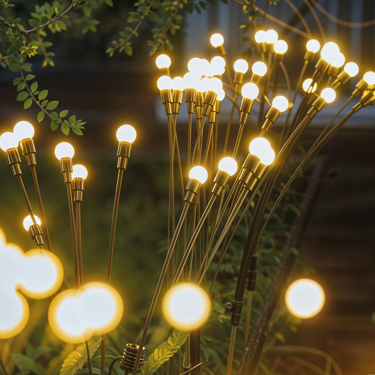 Lampa solara gradina licurici 8 LED alb cald 70 cm decor alei,terasa IP44