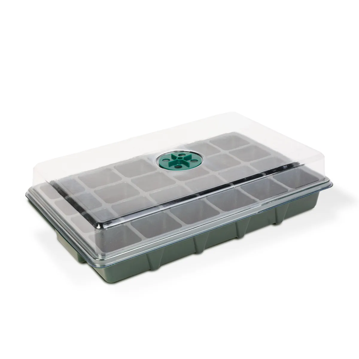 Mini sera rasaduri cu capac 37 x 23 x 9 cm, set germinare seminte 24 compartimente, tava rasaduri plastic - imagine 2