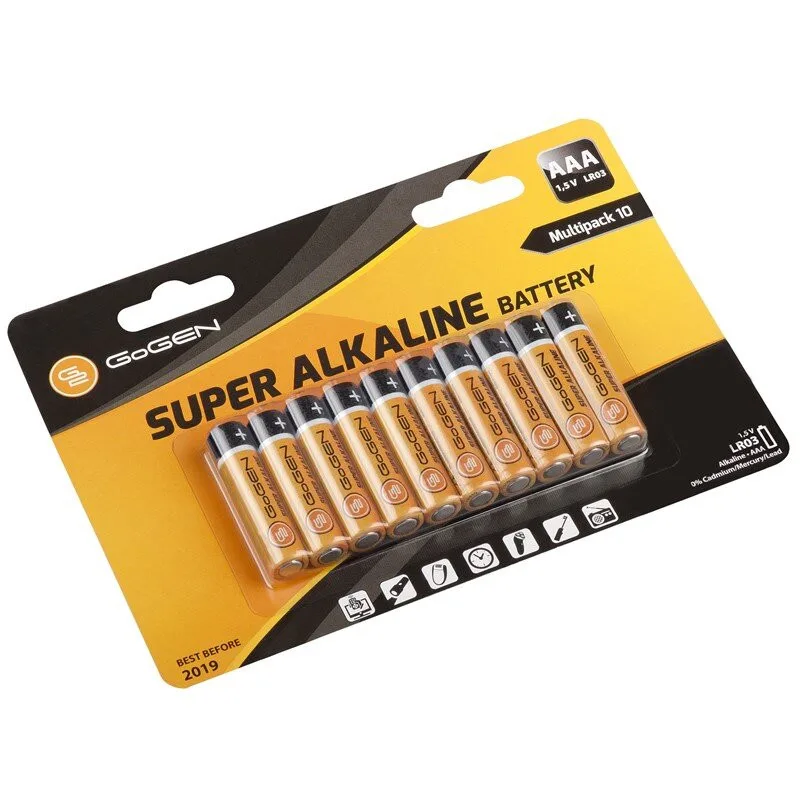 Set baterii Alcaline GoGEN SUPER LR03, 1.5 V, AAA, 800 mAh, 10 bucati - imagine 3