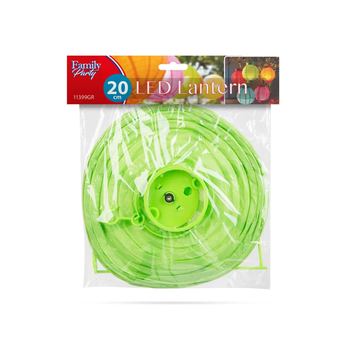 Lampion LED decorativ, verde, 1 LED, Ø20 cm, pentru gradina/ terasa, interior, functioneaza 2xAAA - imagine 2