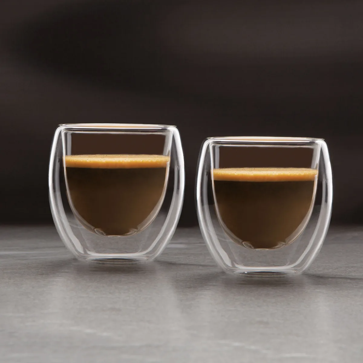 Set 2 pahare sticla dubla, 80 ml, termorezistente, espresso cafea, transparent, borosilicat