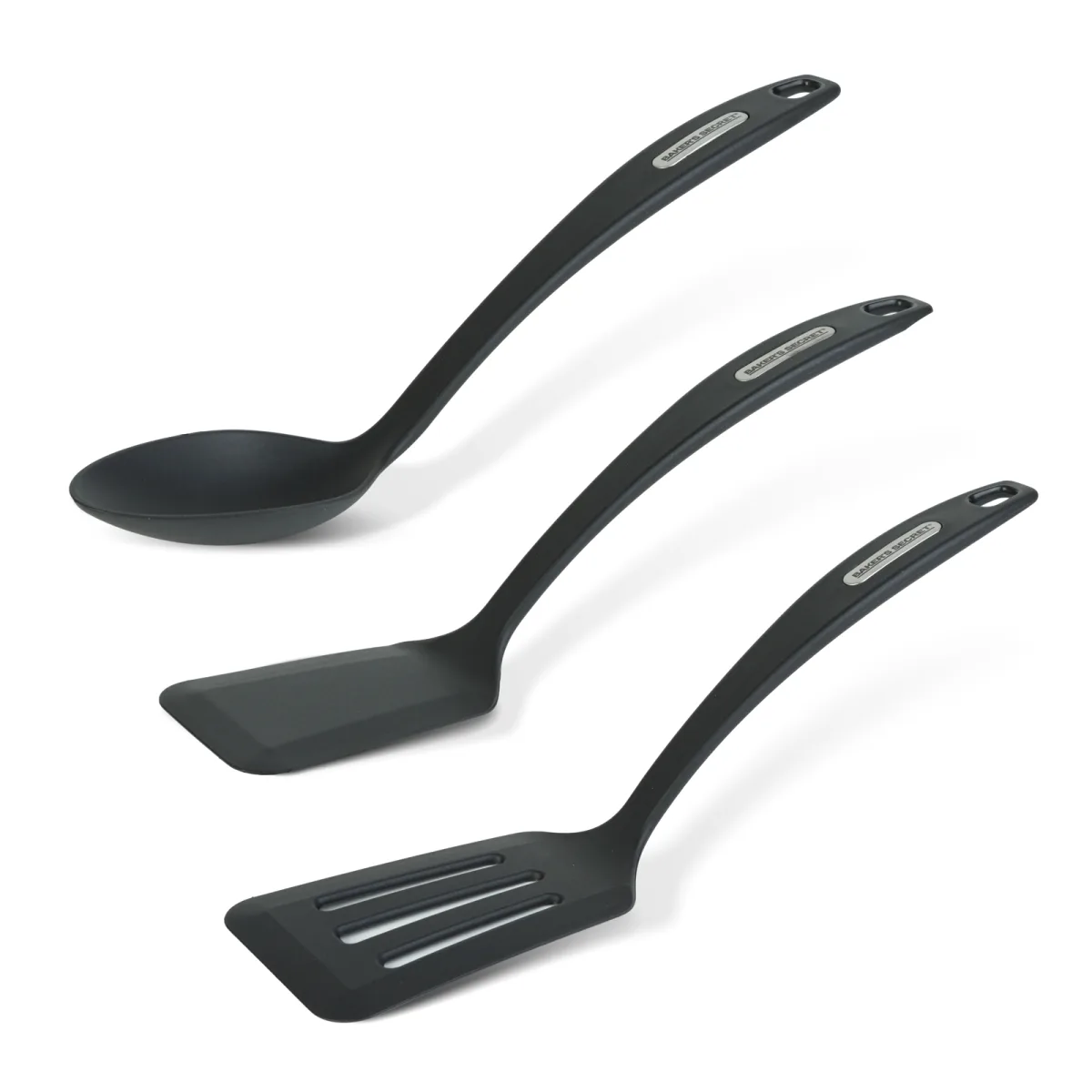 Set ustensile bucatarie Baker's Secret 3 piese 34 cm, lingura si spatule rezistente la caldura pentru tigai antiaderente