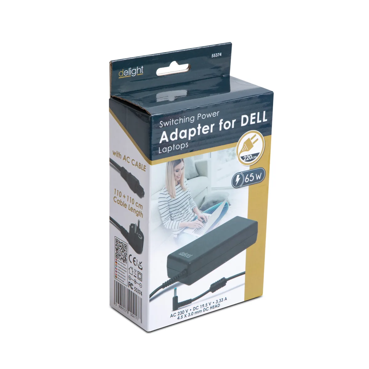 Incarcator laptop Dell 65W, 19.5V 3.33A, mufa 4.5x12.22mm, protectie, negru - imagine 2