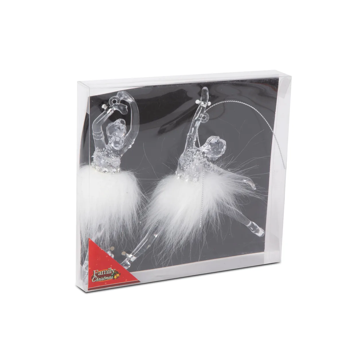 Decoratiune Craciun balerina acrilica 14 cm, efect irizat, set 2 buc - imagine 3
