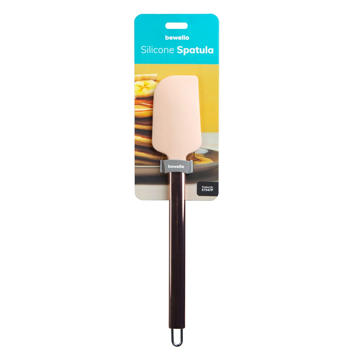 Spatula bucatarie silicon, 29 cm, rezistenta caldura, maner inox, piersica