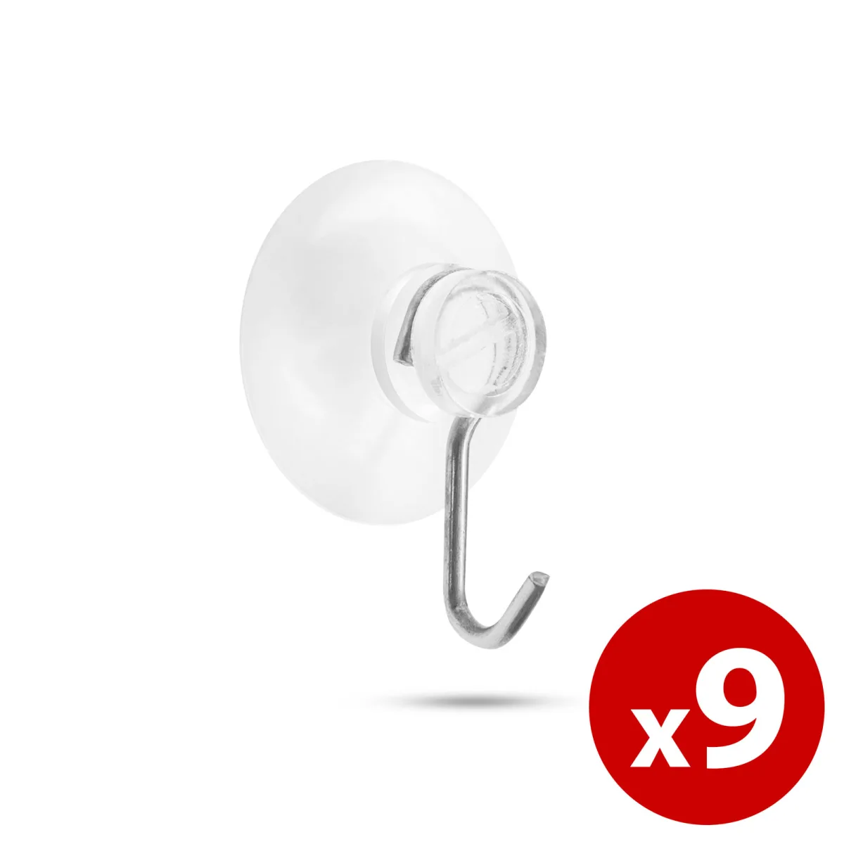 Carlige ventuza 9 buc, suport perete cu ventuza transparent