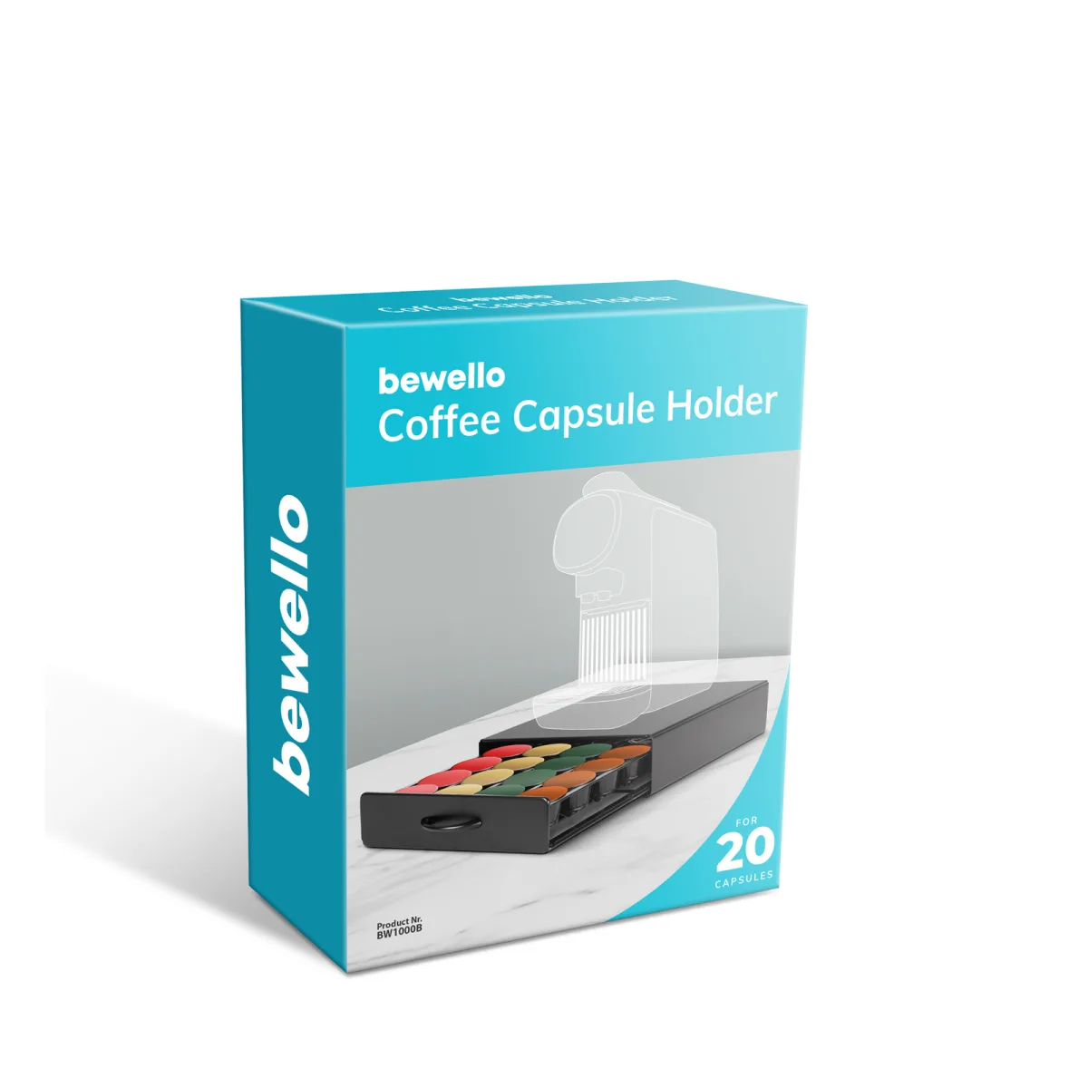 Suport capsule cafea Dolce Gusto 20 capsule, metal cu sertar, negru mat, organizator pentru espressor - imagine 4