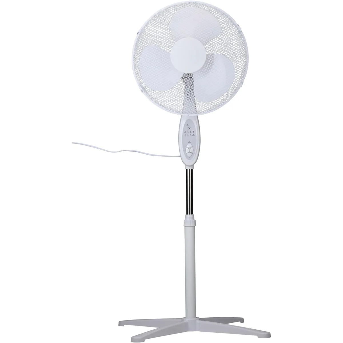 Ventilator cu picior oscilant 40 cm, 45 W, 3 viteze, înălțime reglabilă, alb