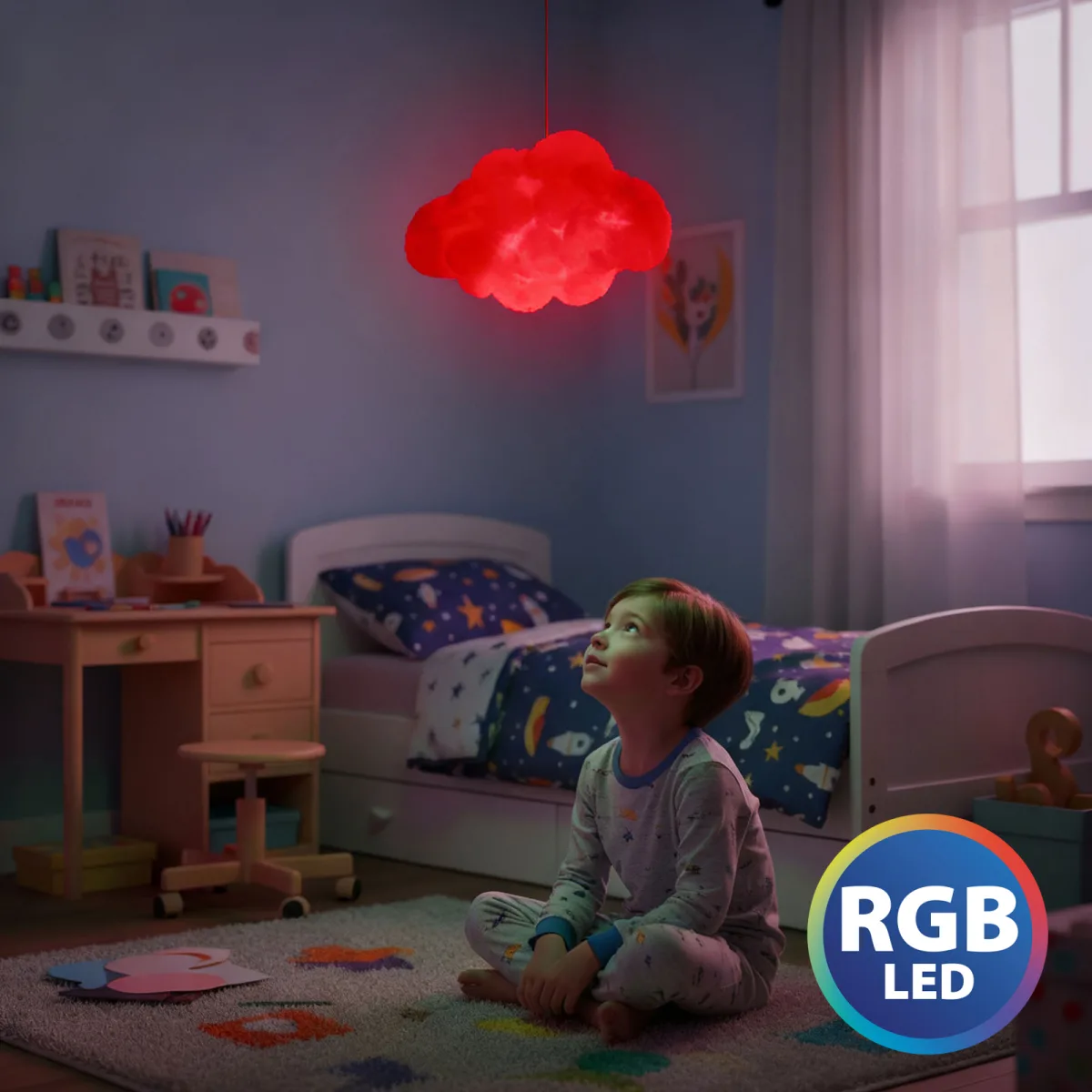 Lampa nor LED RGB cu telecomanda, 16 LED, efecte luminoase, decor camera, 25 cm