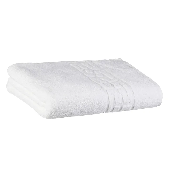 Prosop de Baie si de Fata cu Fir Dublu Teno®, pentru uz rezidential/hotel/calatorii, densitate 620g/m², model grecesc, bumbac 100%, dimensiuni 70x130 cm, alb