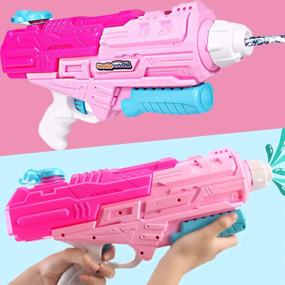Pistol cu apa Macvi® roz, jucarie plaja/piscina, rezervor 1250 ml, PVC premium, ergonomic, +6 ani, dezvolta coordonarea si dexteritatea - imagine 3