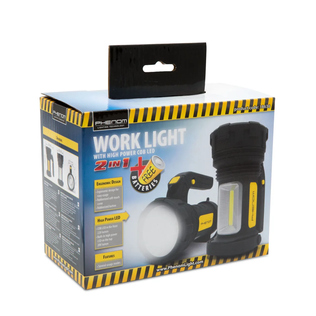 Lampa lucru LED COB 220 lumeni, maner rotativ 360, baterii incluse, design ergonomic, lumina puternica - imagine 8