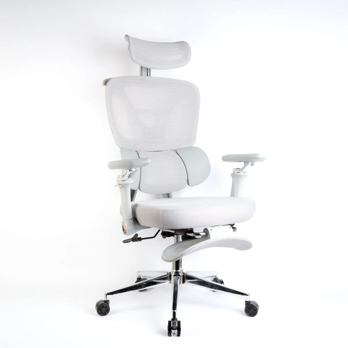 Scaun birou ergonomic cu tetiera si suport picioare, reglabil, gri, rotativ, suport 150 kg - imagine 2