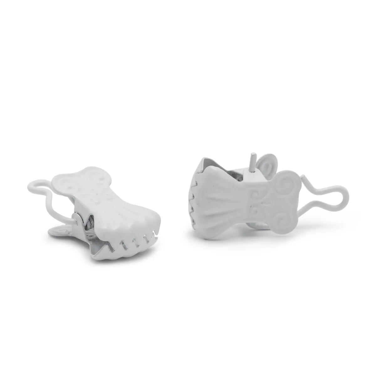 Cleme decorative perdea, albe, set 10 bucati, carlige metal