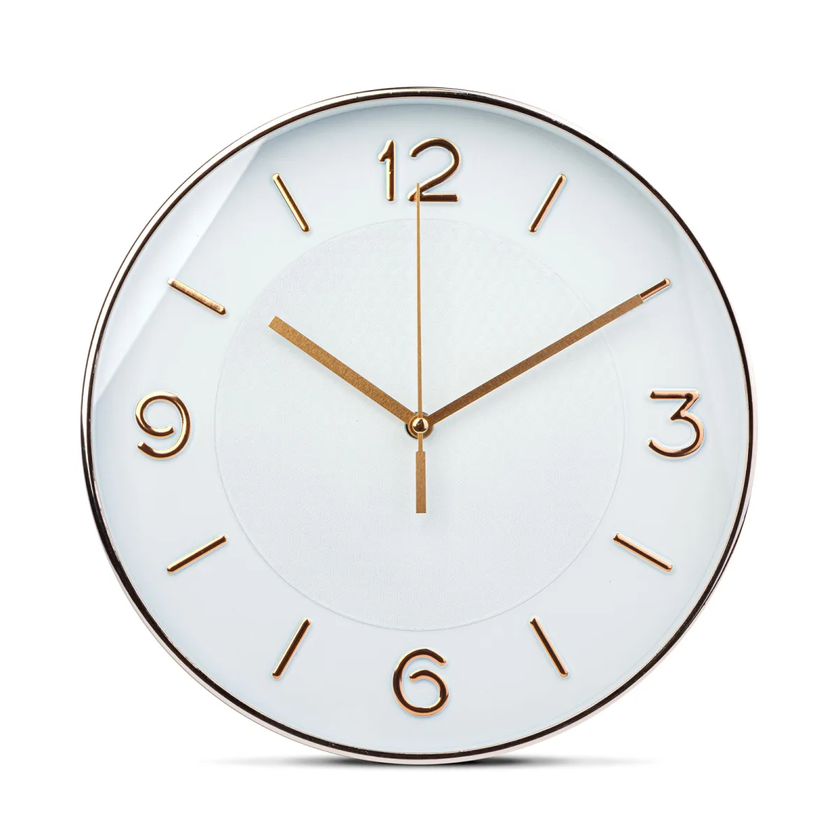 Ceas perete analog silentios, 30 cm, sticla, design modern, functionare baterie AA, alb