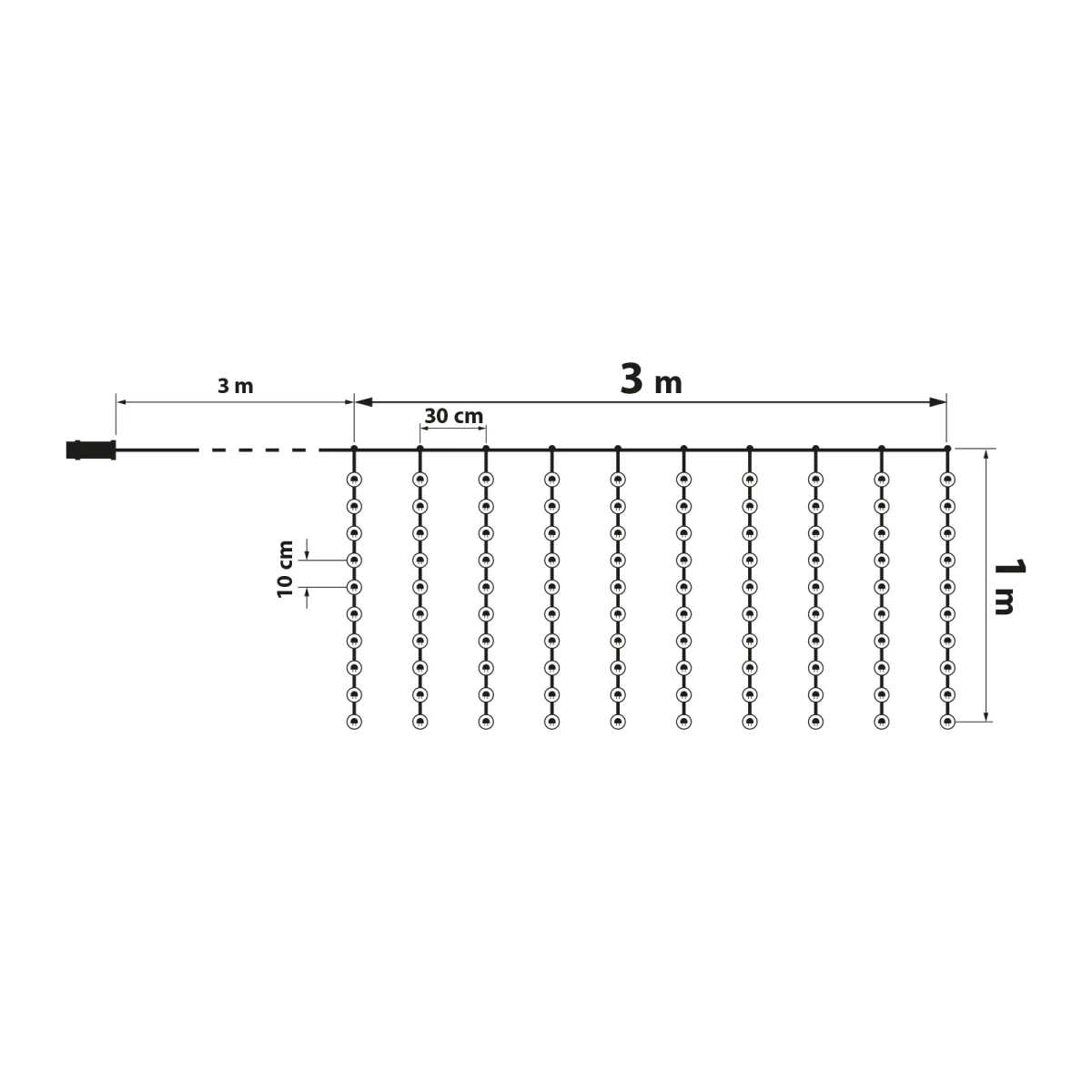 Perdea luminoasa LED, microLED, 100 lumini, alb cald, 3x1m, cu telecomanda IP44 - imagine 4