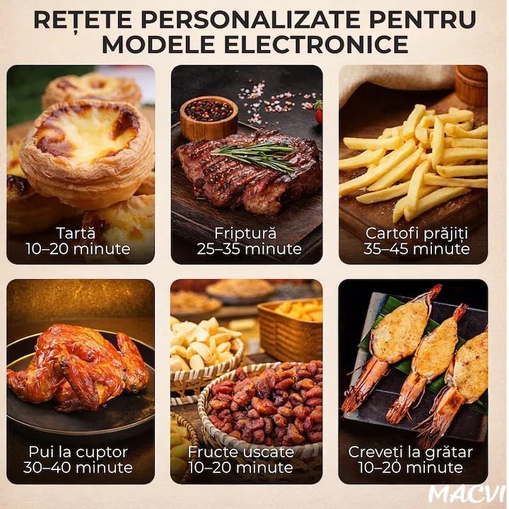 Friteuza cu aer cald digitala 3 in 1 Macvi® fara ulei 12 L 1700W control touch 11 programe LED negru auriu - imagine 2