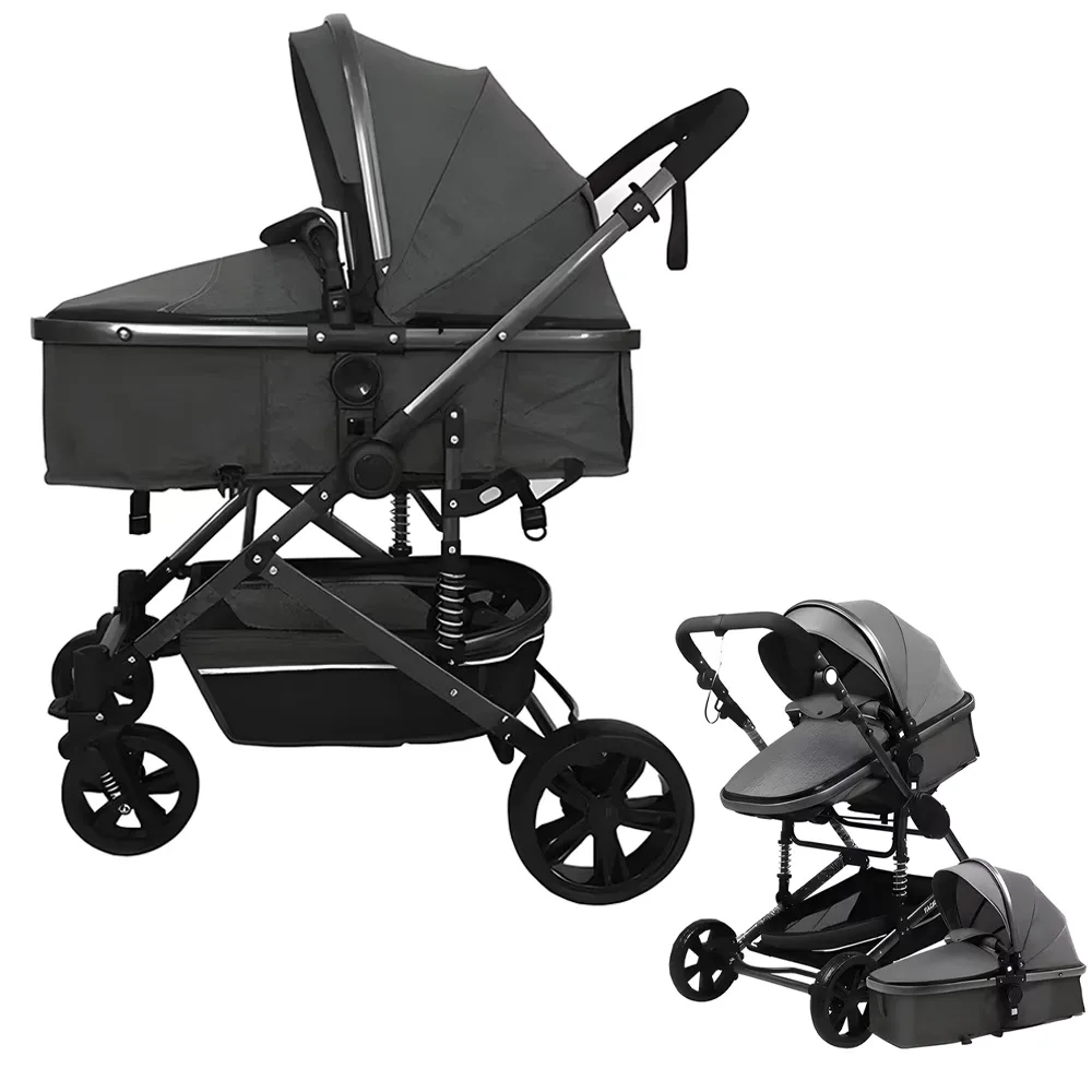 Carucior 3 in 1 Teno®, transformabil, carucior clasic, carucior sport, pliabil, copertina cu protectie solara, cosulet dorsal, roti rezistente, negru