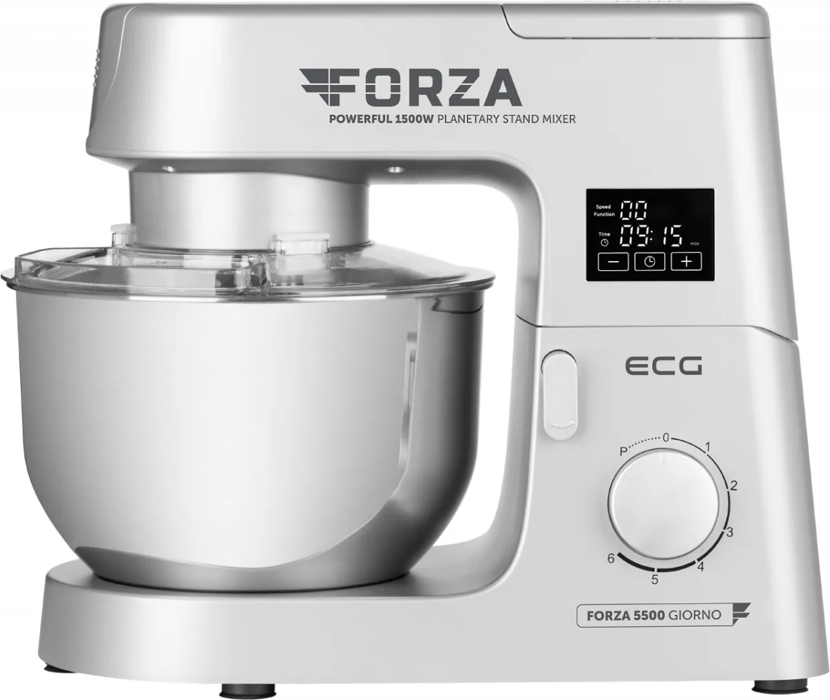 Robot de bucatarie ECG FORZA 5500 Giorno Argento, 1500 W, 6,5 litri, LCD, sistem de amestecare planetar - imagine 3