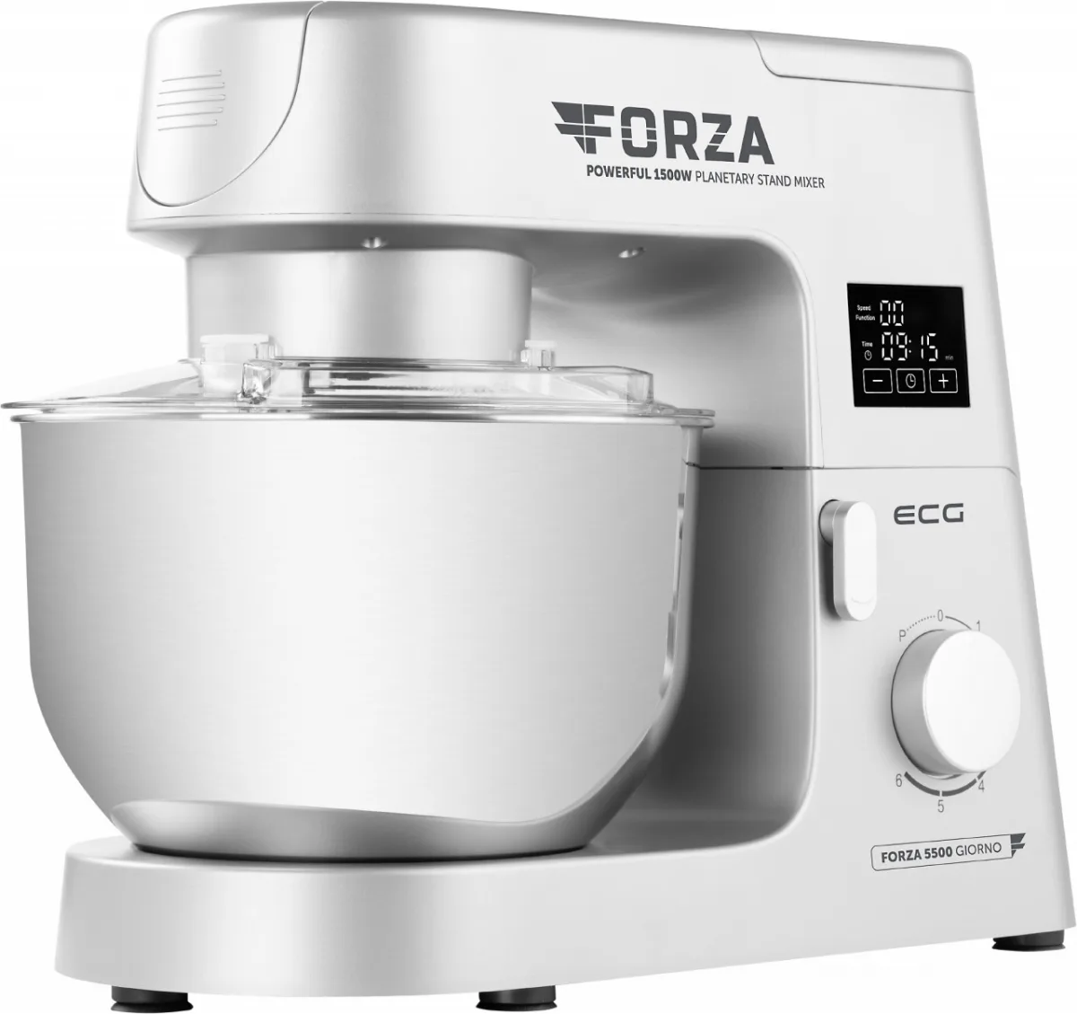 Robot de bucatarie ECG FORZA 5500 Giorno Argento, 1500 W, 6,5 litri, LCD, sistem de amestecare planetar - imagine 6