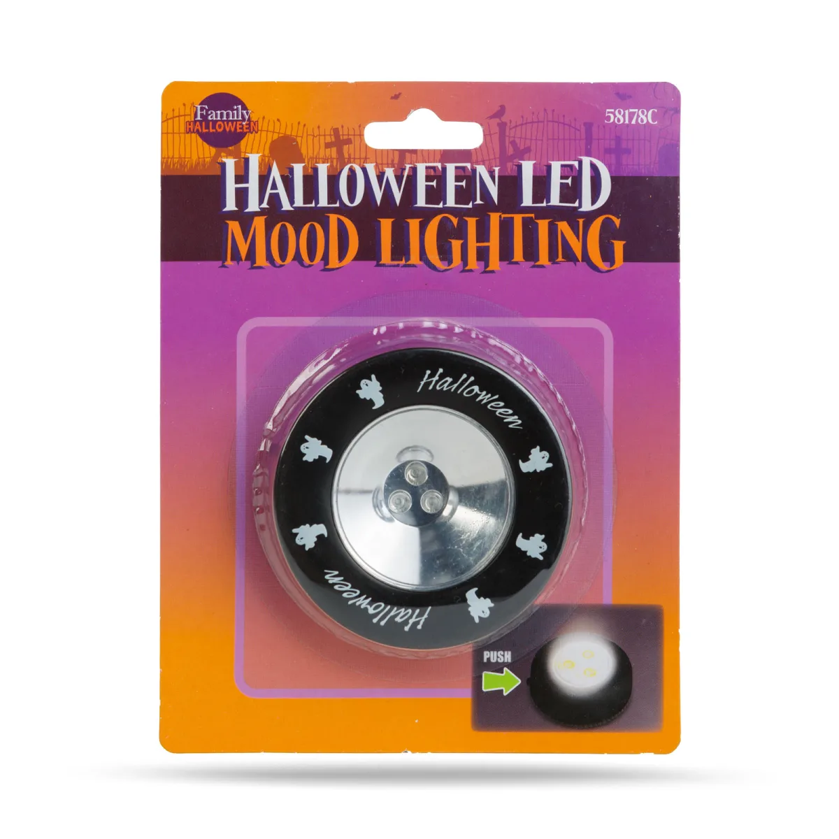 Lampa LED Halloween 3 LED portocaliu, model fantoma, iluminare decorativa cu baterii - imagine 4