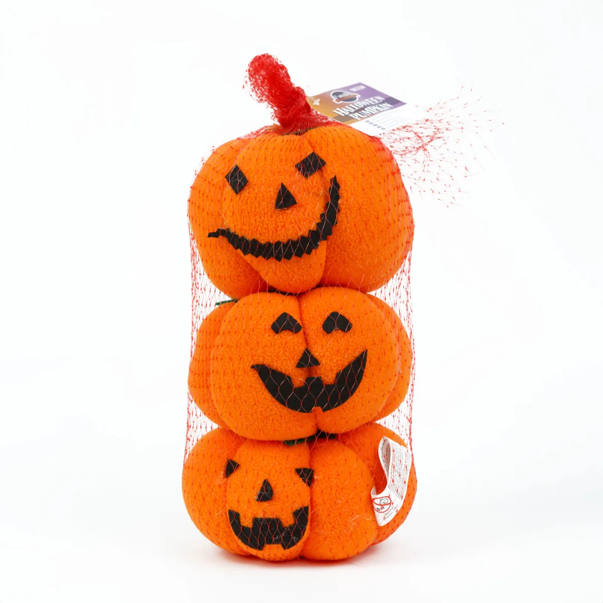 Set decor dovleci Halloween textili, 3 buc, 10x10x11 cm, modele diferite - imagine 3