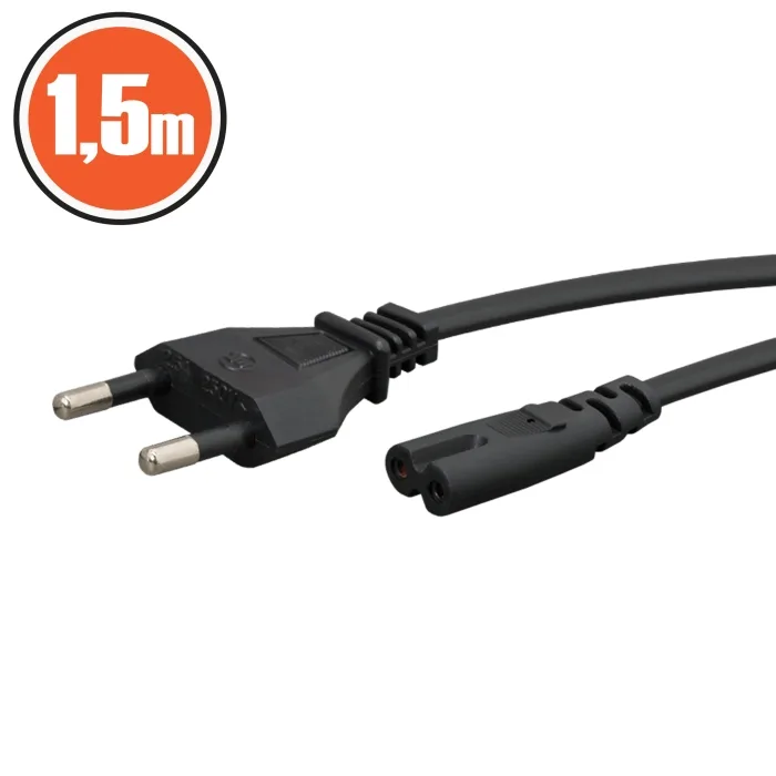 Cablu alimentare C7 la Europlug, 1.5m, 2.5A, 250V, negru, pentru electronice