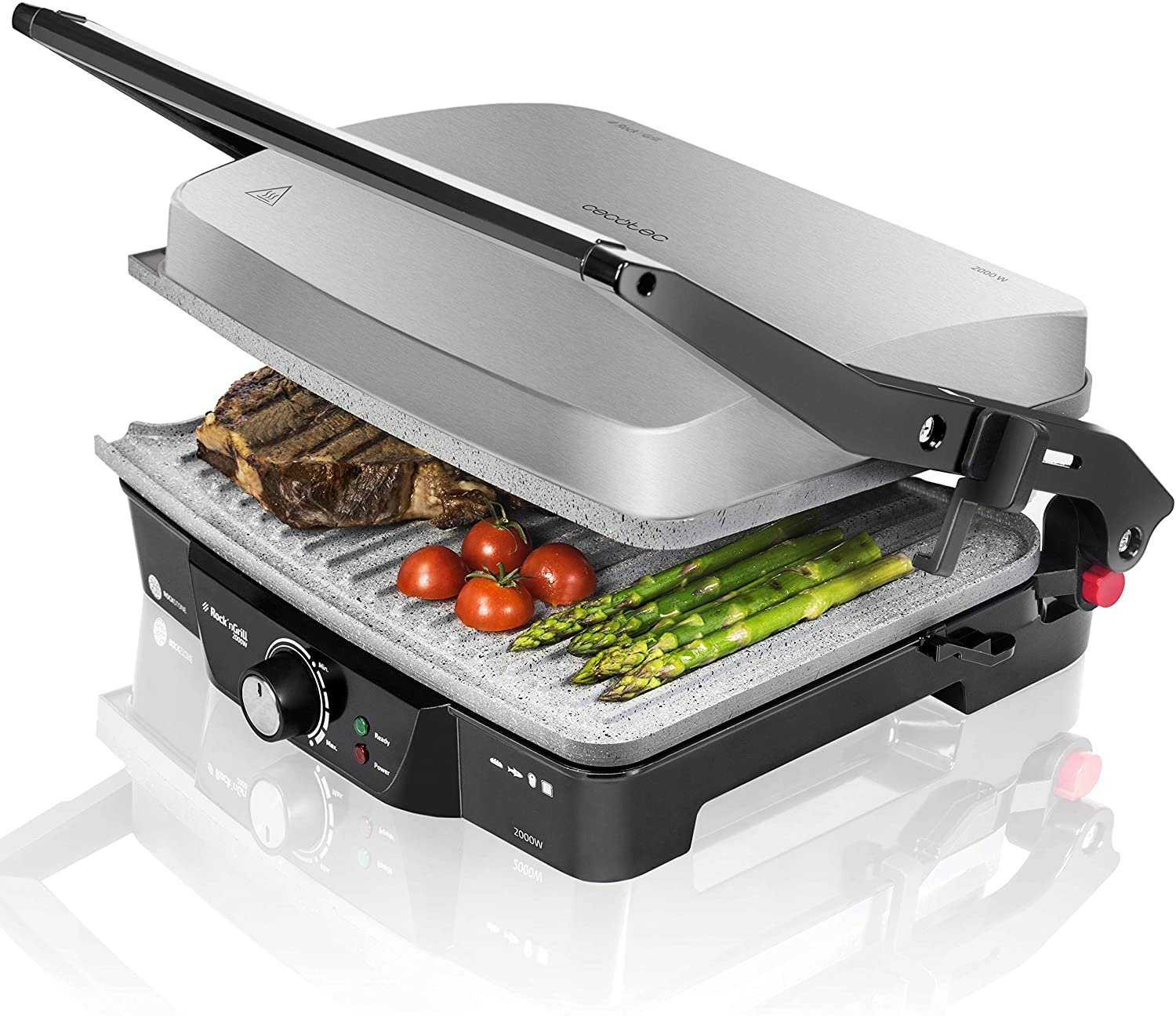grill cecotec 2 in 1, rock ngrill 2000 w, regulator de putere, piatra antiaderenta, gratar electric si aparat de facut sandvisuri 1 Grill Cecotec 2 in 1, Rock nGrill 2000 W, regulator de putere, piatra antiaderenta, gratar electric si aparat de facut sandvisuri