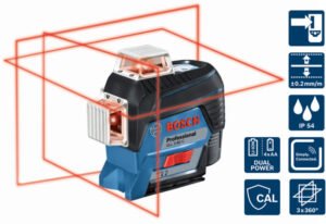 Nivela laser cu linii Bosch GLL3-80 C, 30m, receptor 120m, precizie 0.2mm/m