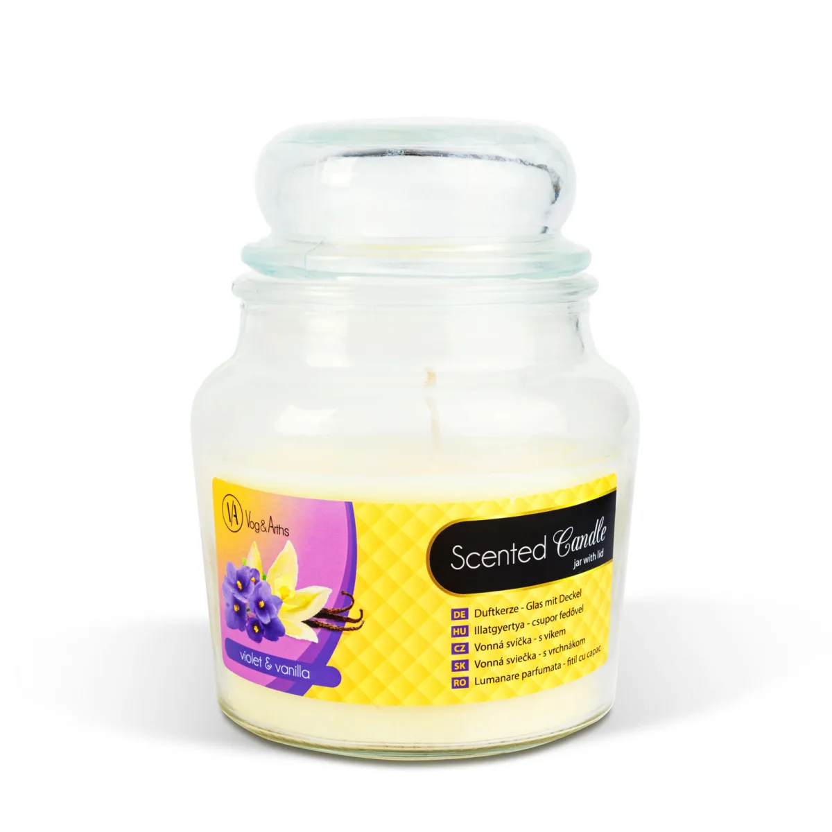Lumanare parfumata borcan cu capac, aroma viorea si vanilie, 310 g - imagine 3