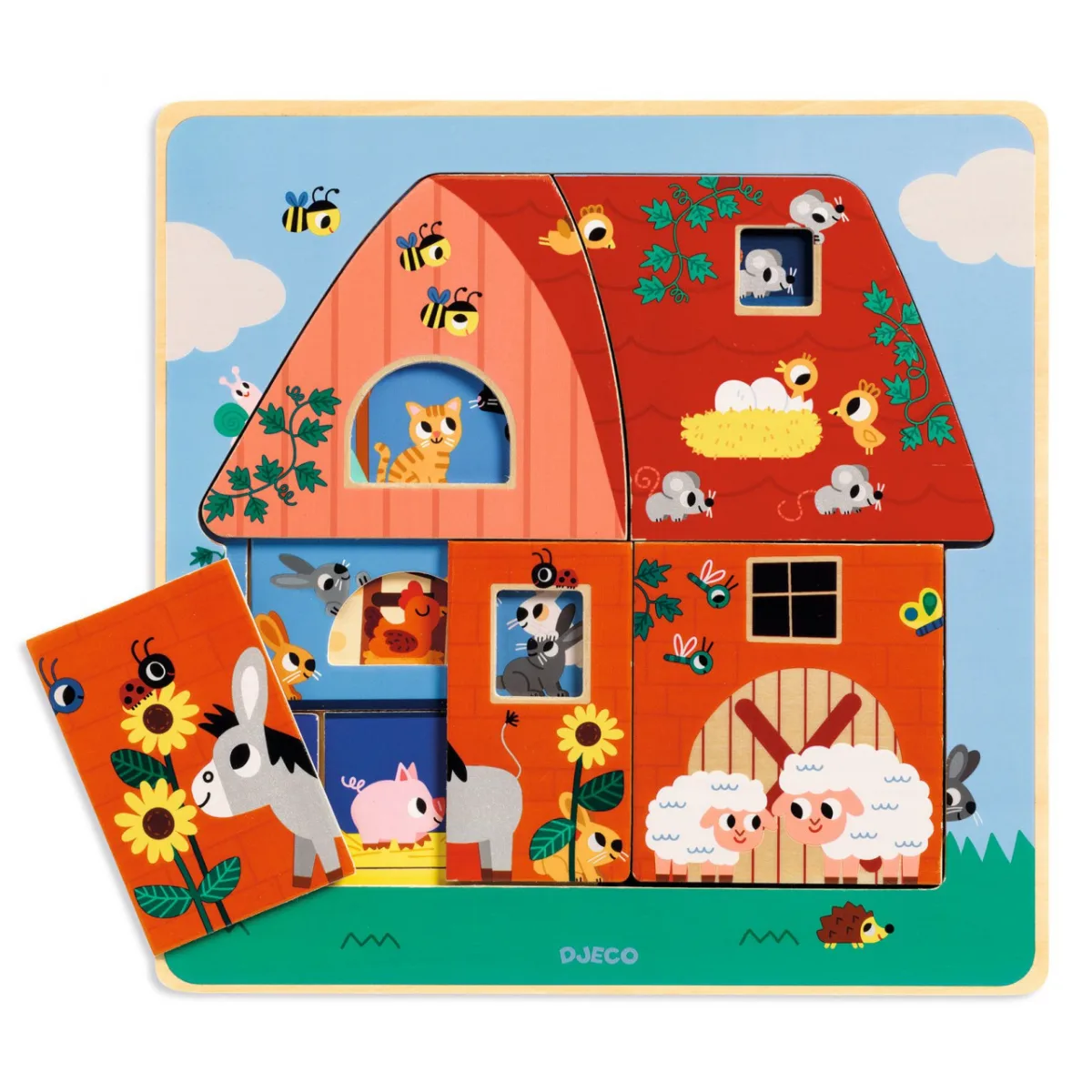 Puzzle straturi Animale de la ferma, Djeco - imagine 3