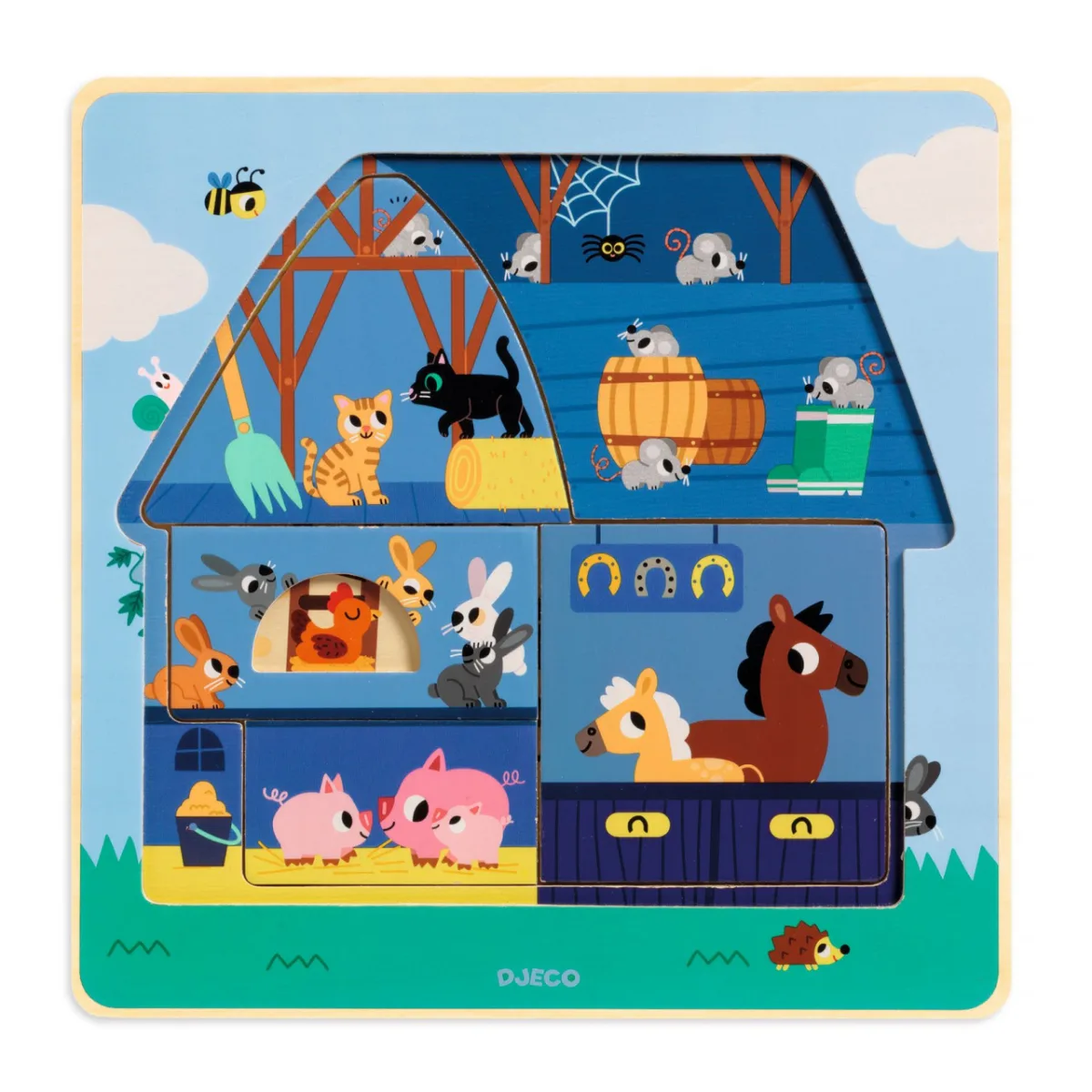 Puzzle straturi Animale de la ferma, Djeco - imagine 5