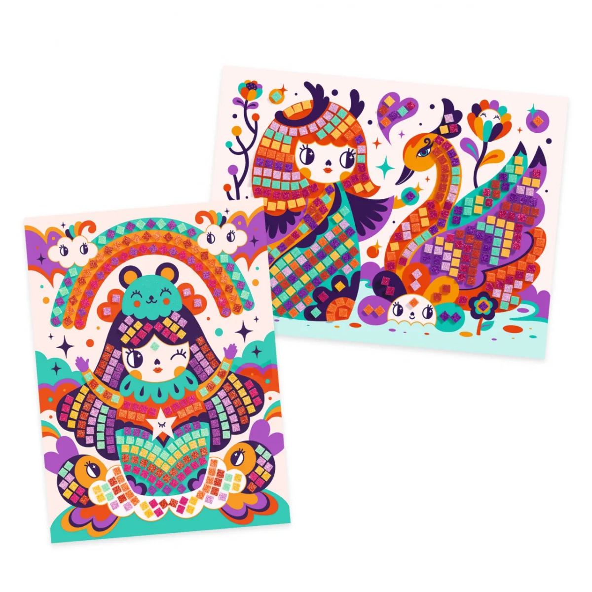 Joc creativ mozaic Kokeshis, Djeco - imagine 2