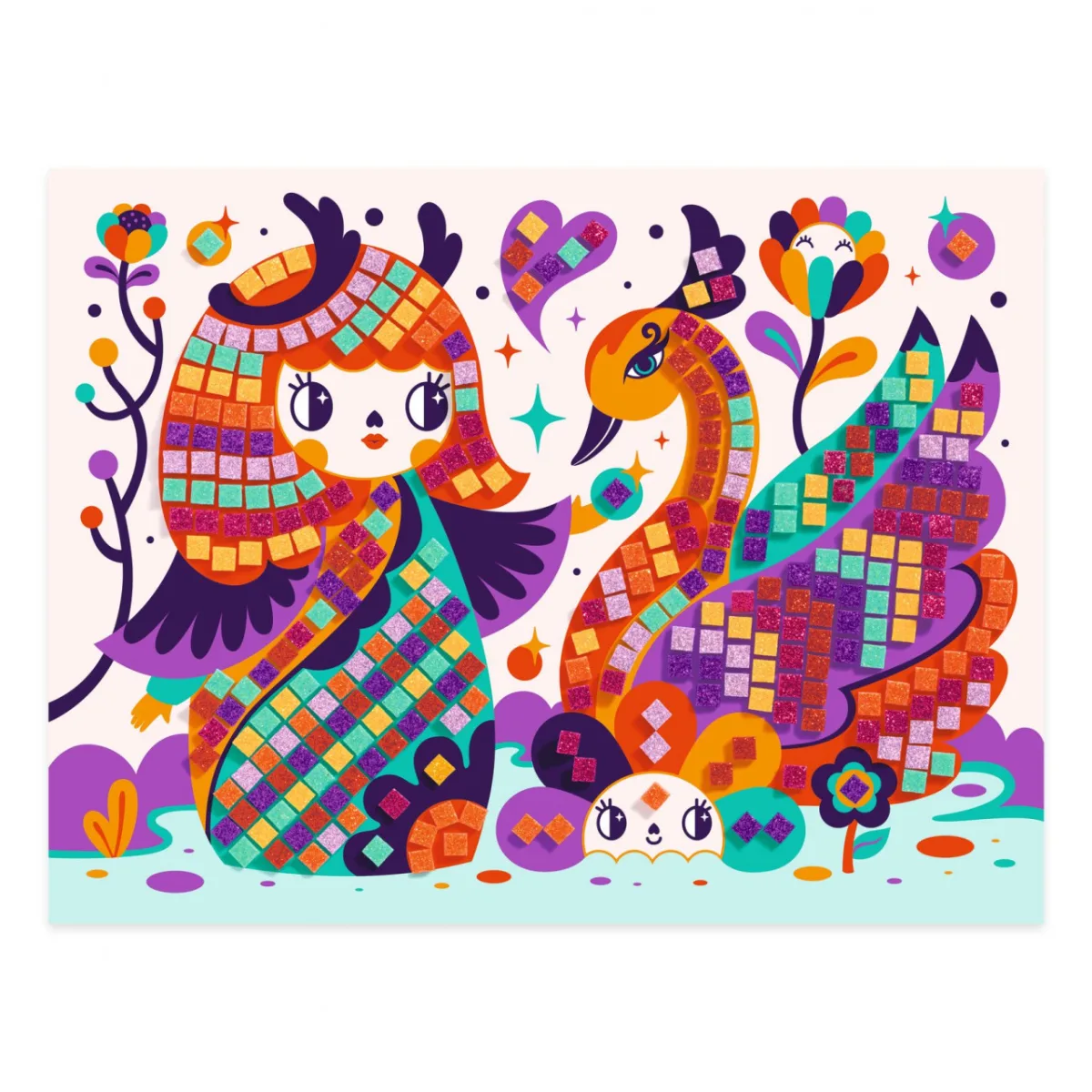 Joc creativ mozaic Kokeshis, Djeco - imagine 4