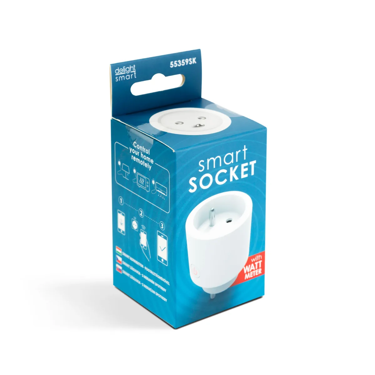 Priza inteligenta WiFi cu contor consum, 16A, 3680W, Alexa Google Siri IFTTT, Tuya, priza slovaca, alb - imagine 4