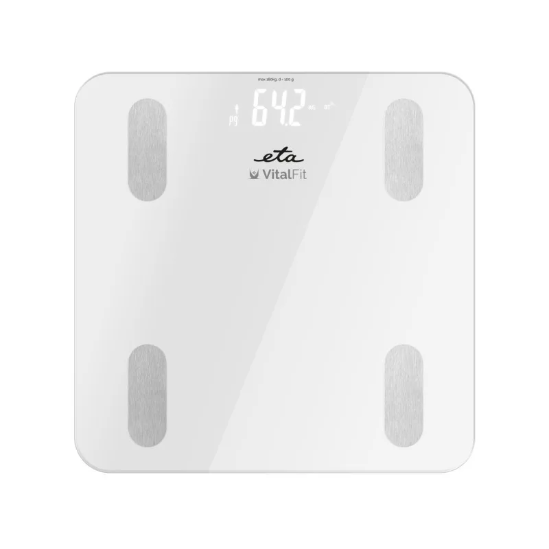 Cantar Smart ETA Vital Fit 6781 90000, 180 Kg, Bluetooth, Sticla securizata 6 mm, alb - imagine 2