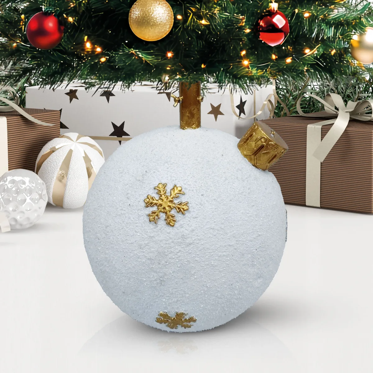 Suport brad Craciun glob decorativ 47 cm, baza stabila din piatra artificiala
