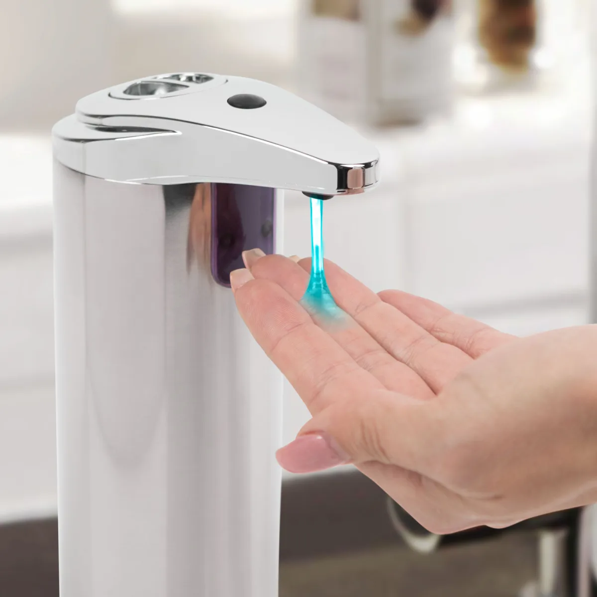 Dozator sapun automat 220ml, senzor, fara contact, de masa, crom, pe baterii