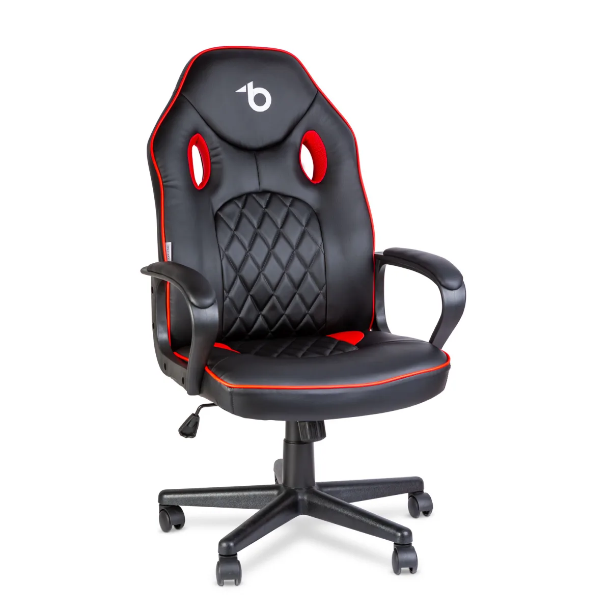 Scaun gaming ergonomic reglabil, cu cotiere fixe, negru rosu, rotativ, suport 110 kg