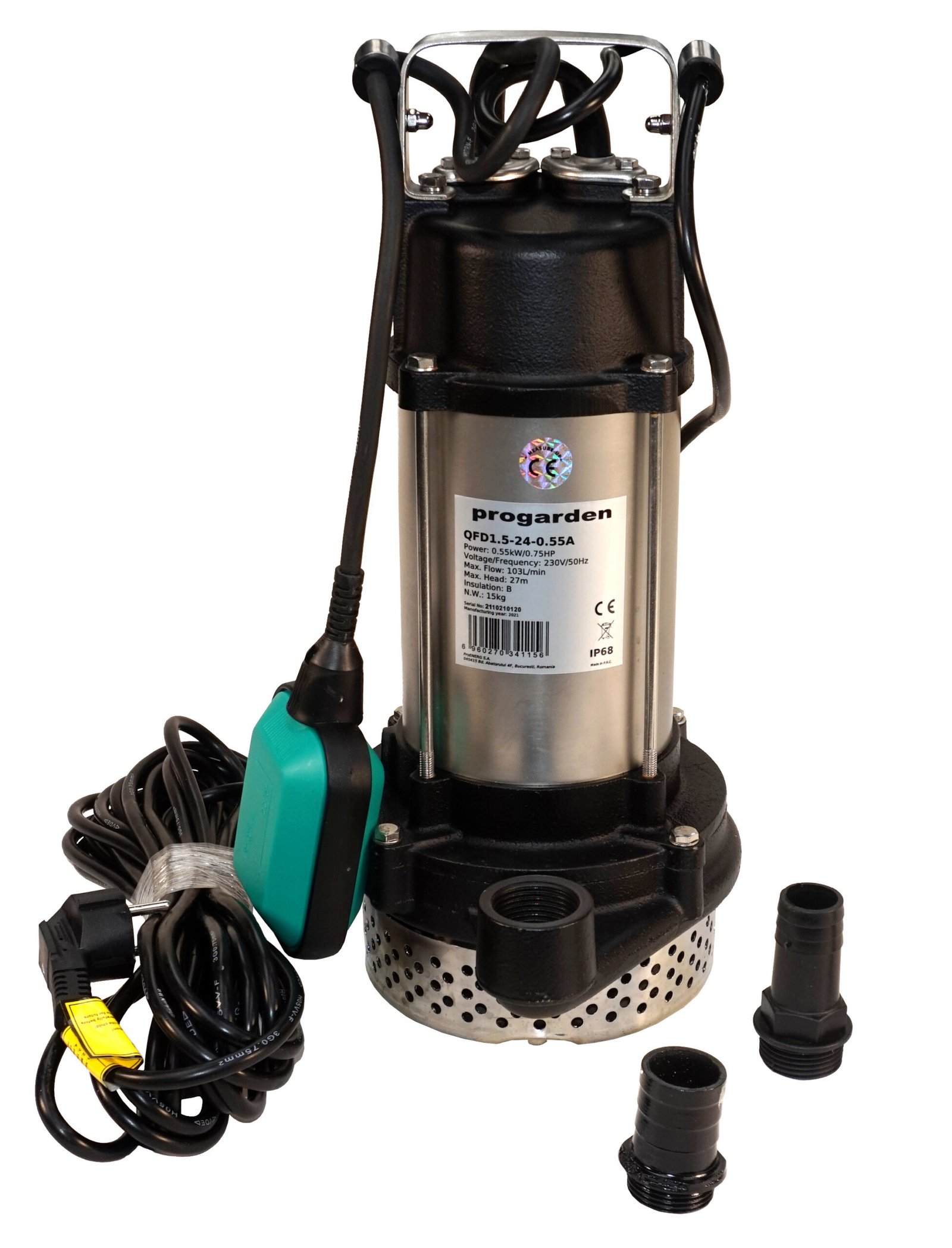 Pompa submersibila 1" ProGARDEN QFD1.5-24-0.55A, 550W, apa murdara, 100L/min