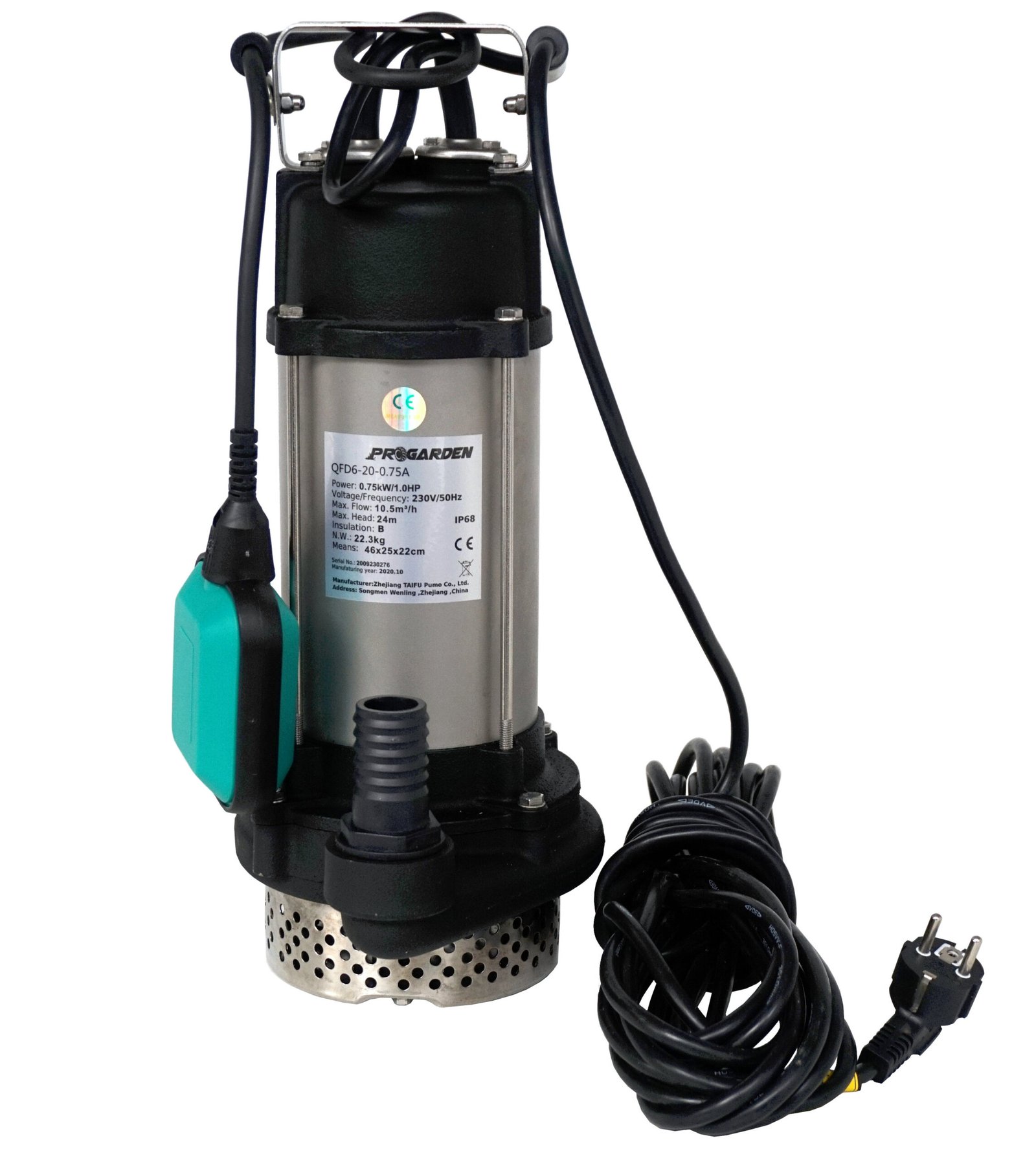 Pompa submersibila 1.25" ProGARDEN QFD6-20-0.75A, 750W, apa murdara, 175L/min, 20m
