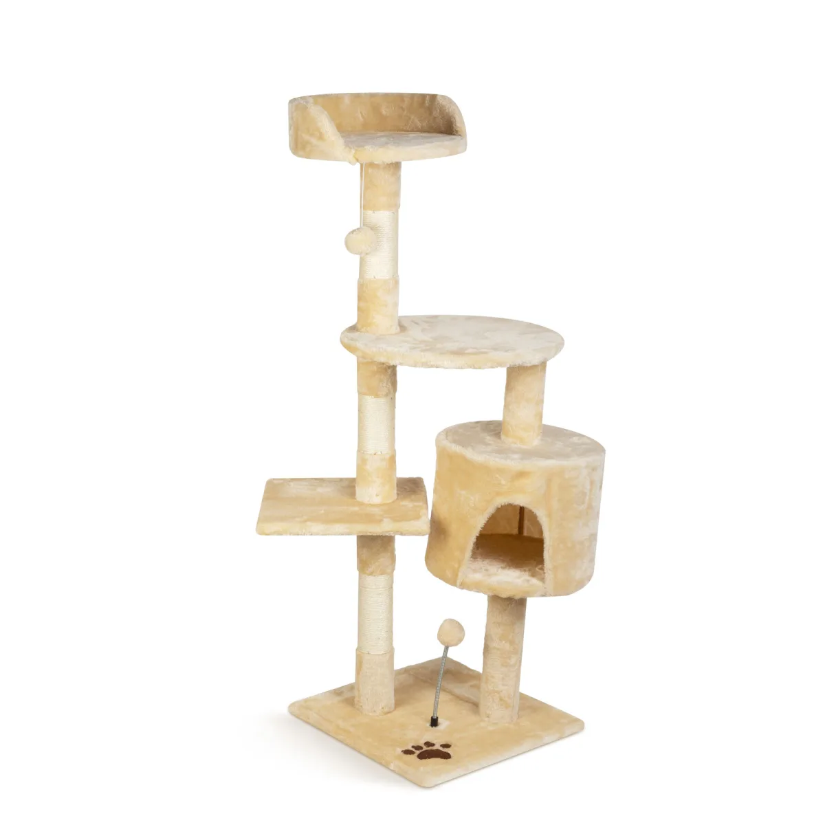 Ansamblu de joaca pentru pisici, 116 cm, copac cu stalpi din sisal si platforme