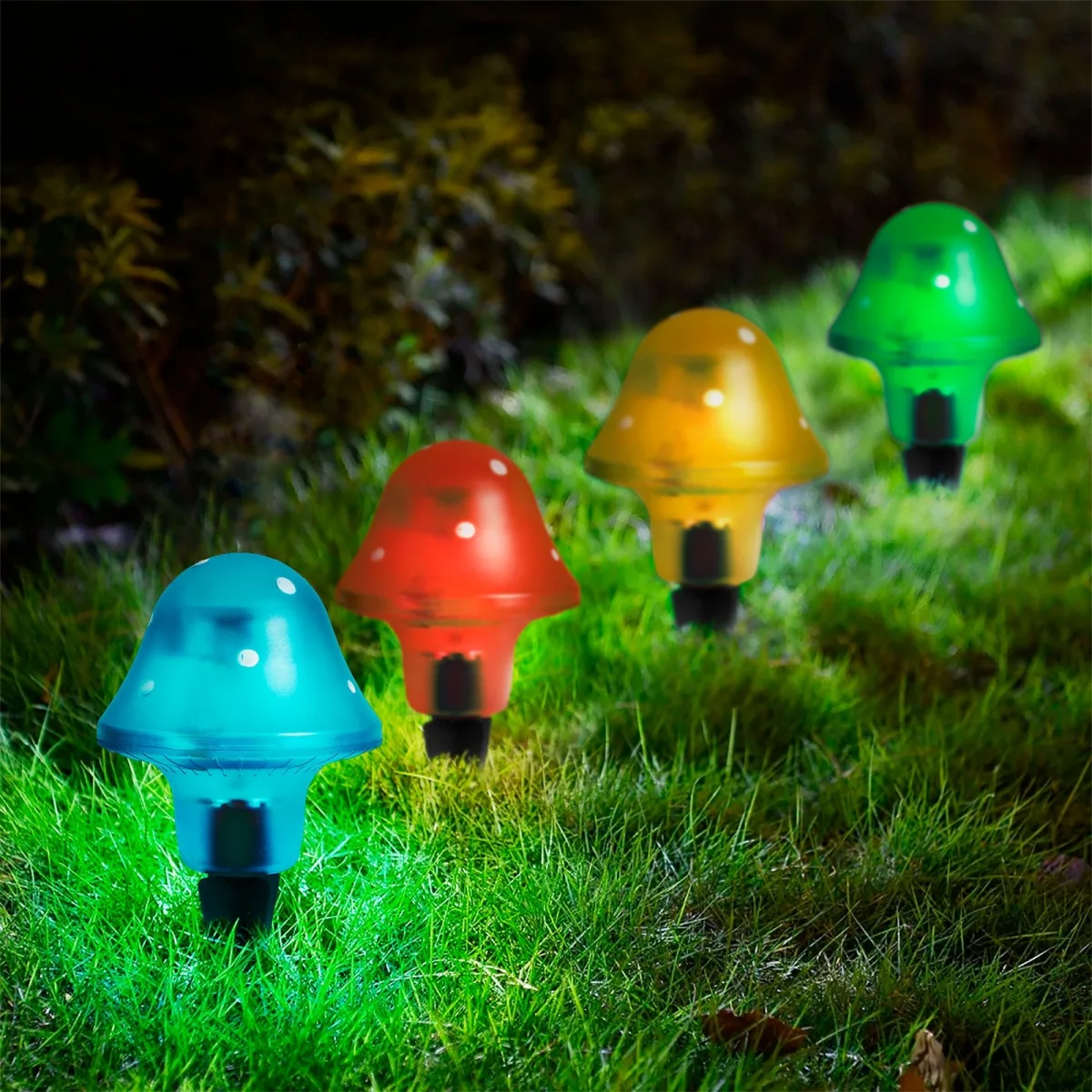 Lampa solara LED ciuperca, iluminat gradina, decor exterior, cu tarus, aprindere automata
