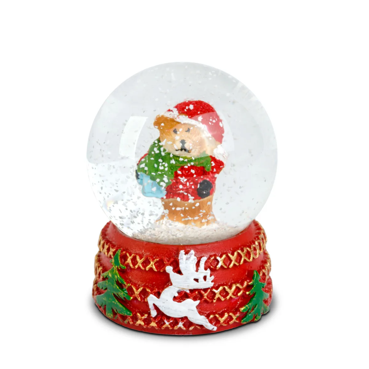 Glob zapada Craciun 6 cm, decor festiv cu figurine, cadou ideal, design clasic - imagine 6